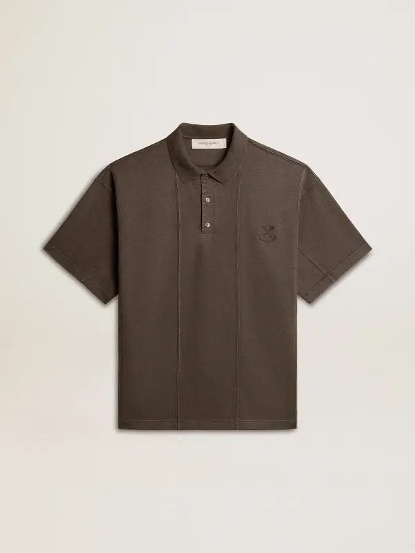 Men’s cotton polo shirt in anthracite gray with embroidery online
