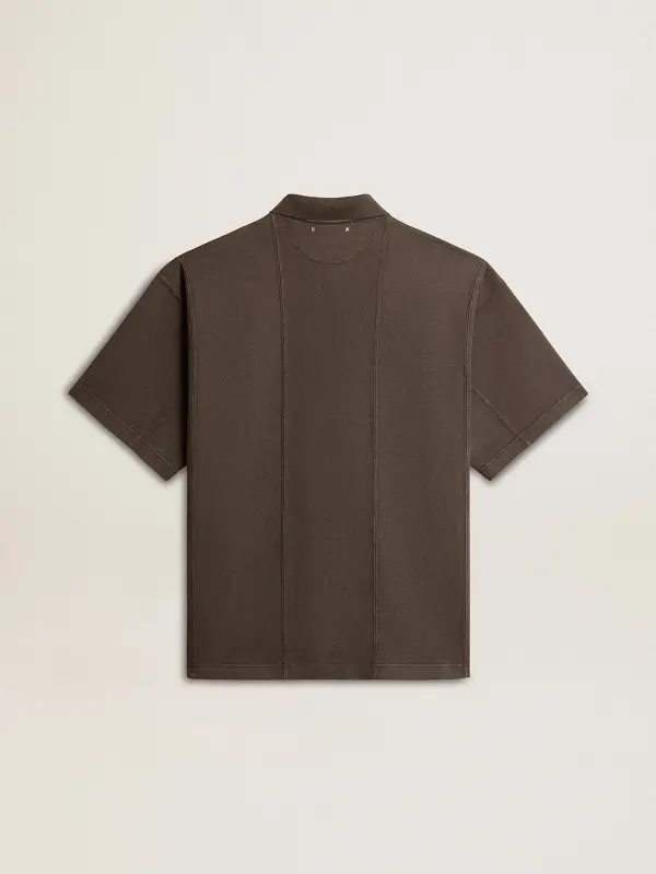 Men’s cotton polo shirt in anthracite gray with embroidery online