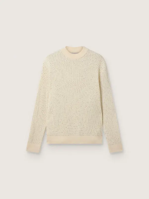 Men’s crew-neck sweater in white merino wool with all-over crystals online