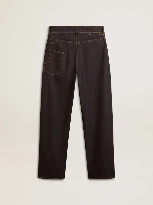 Men’s dark blue wide-leg jeans in one-wash denim online