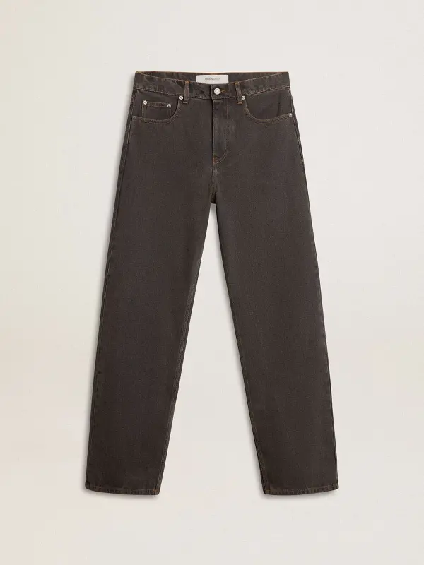 Men’s dark gray jeans in twist crease-wash denim online