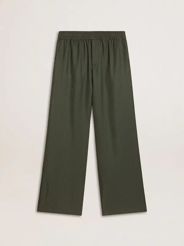 Men’s dark green joggers with vertical stripes online