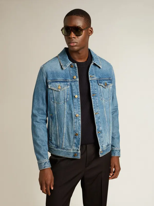 Men’s denim jacket with medium wash online