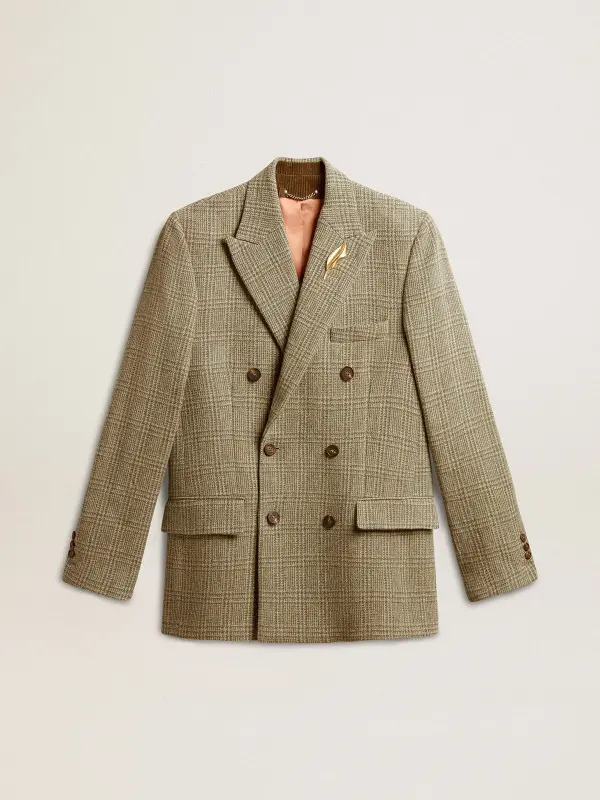 Men’s double-breasted blazer in Shetland wool online