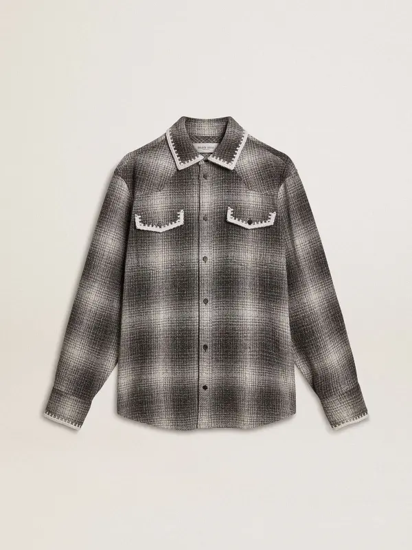 Men’s gray shirt with white embroidery online