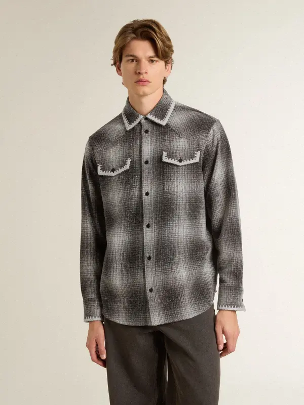 Men’s gray shirt with white embroidery online
