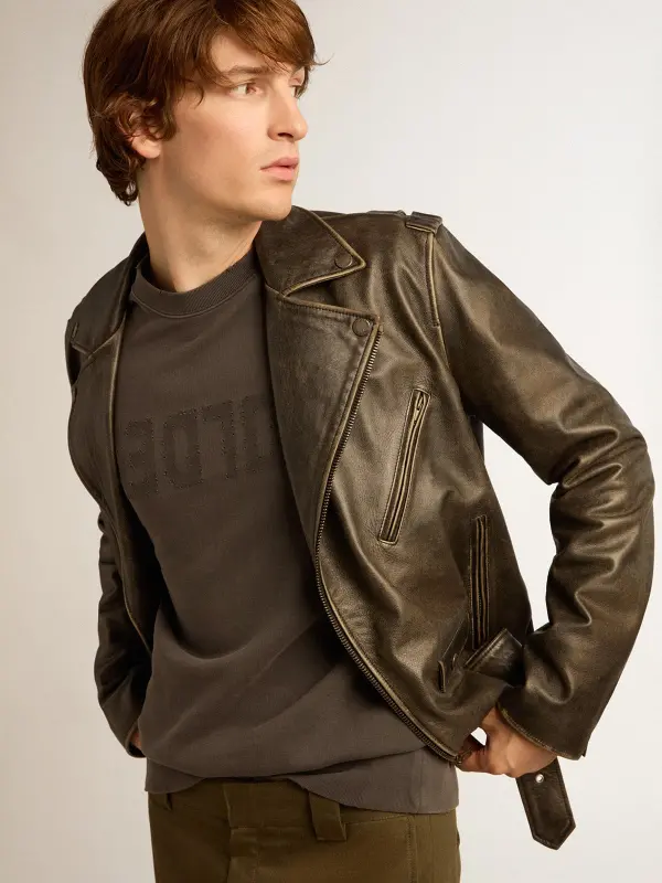 Men’s gray sweatshirt with logo and distressed treatment online