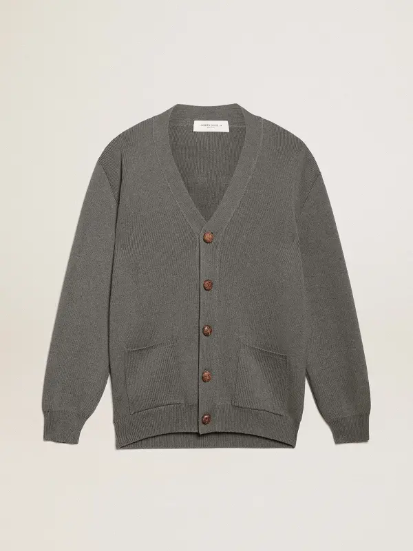 Men’s grey cotton cardigan with buttons – Golden Goose online