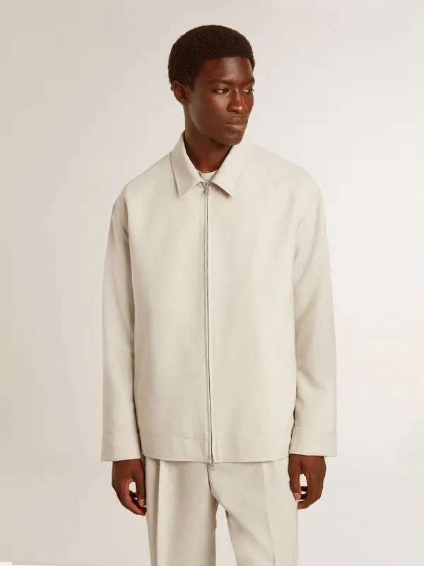 Men’s khaki wool blend coach jacket online