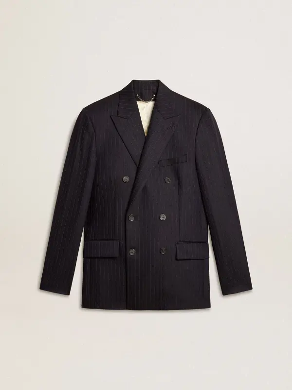 Men’s midnight blue wool double-breasted blazer online