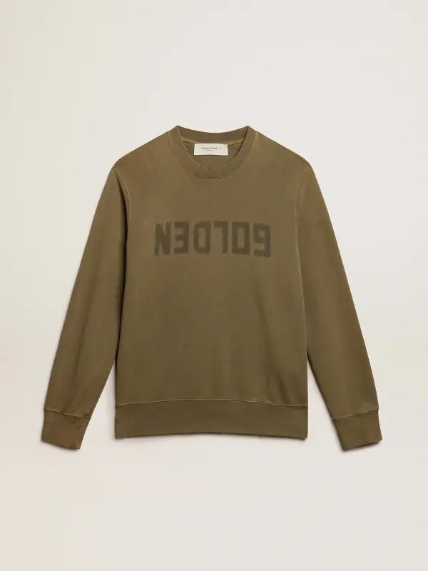 Men’s olive green sweatshirt with Golden lettering online