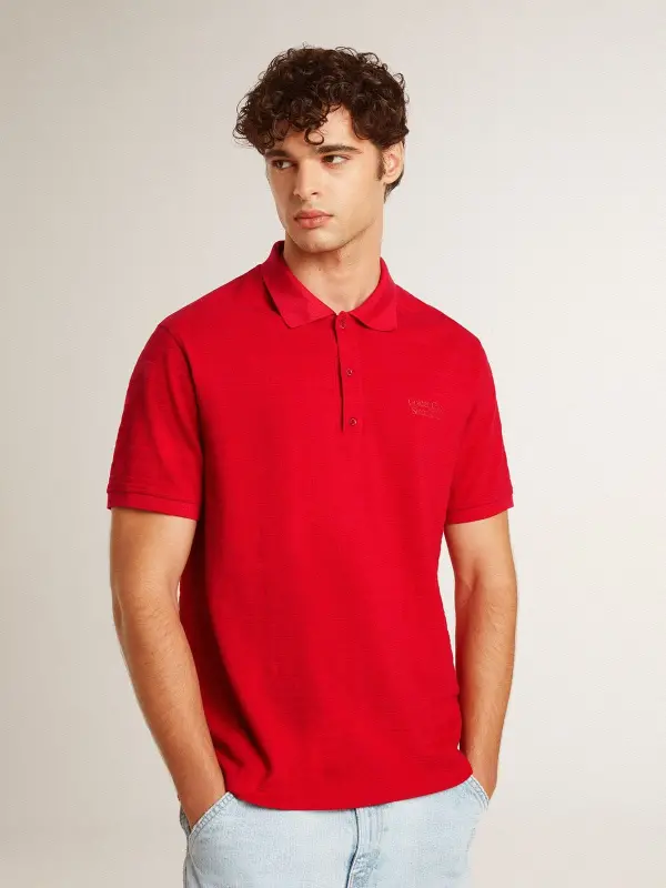 Men’s polo shirt in red cotton piquet online