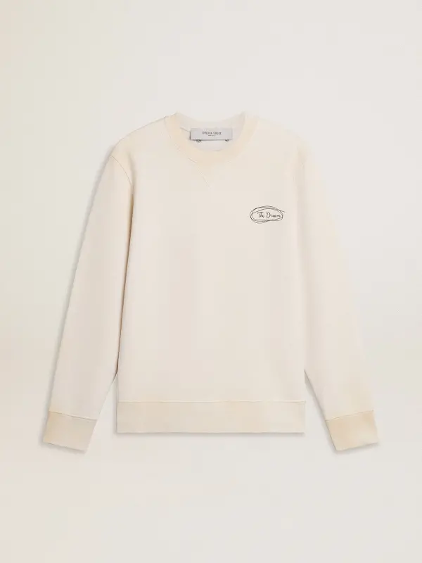 Men’s sweatshirt in worn white with print online