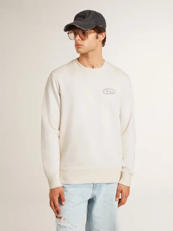 Men’s sweatshirt in worn white with print online