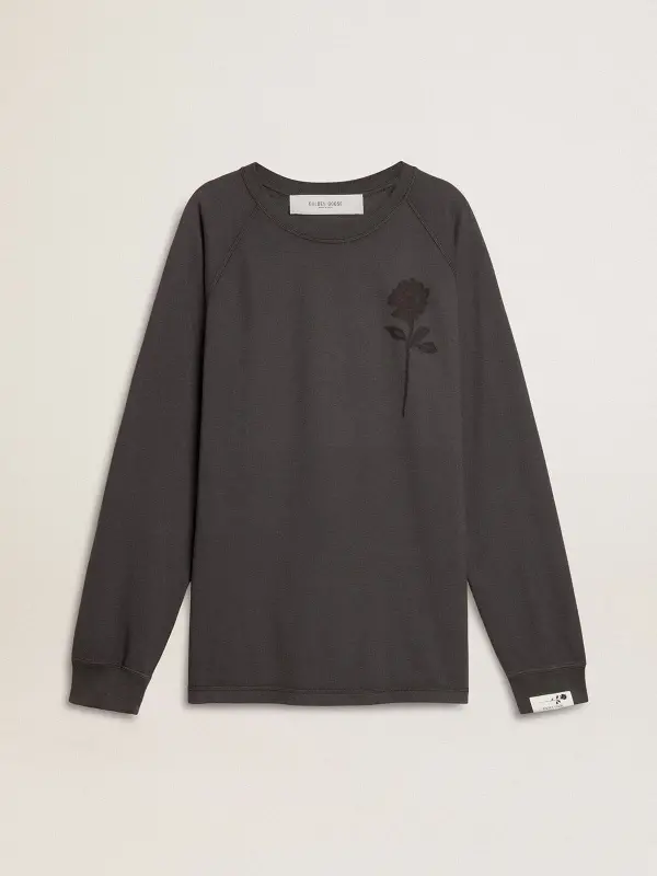 Men’s T-shirt in anthracite-colored cotton with print on the chest online