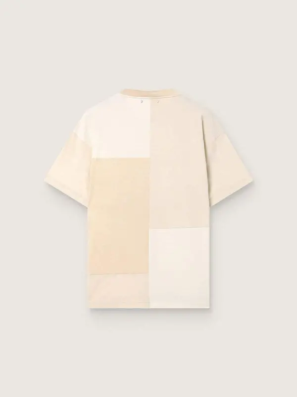 Men’s T-shirt in cotton jersey with white and beige patchwork effect online
