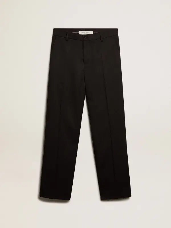 Men’s tuxedo pants in black wool gabardine online