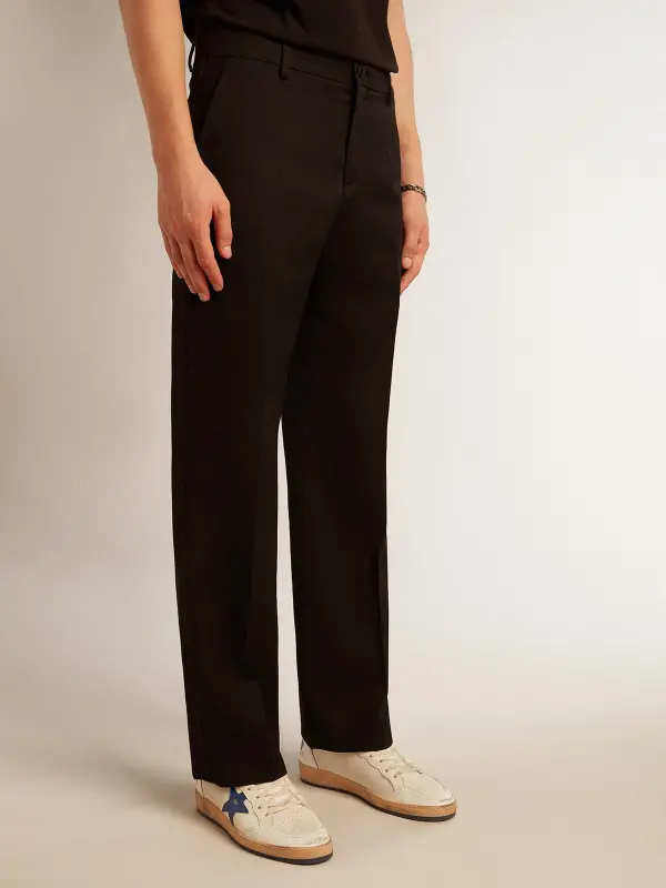 Men’s tuxedo pants in black wool gabardine online