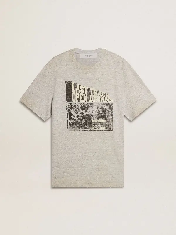 Men’s vintage-effect gray T-shirt with print on the front online