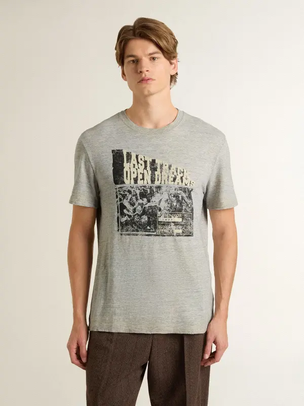 Men’s vintage-effect gray T-shirt with print on the front online