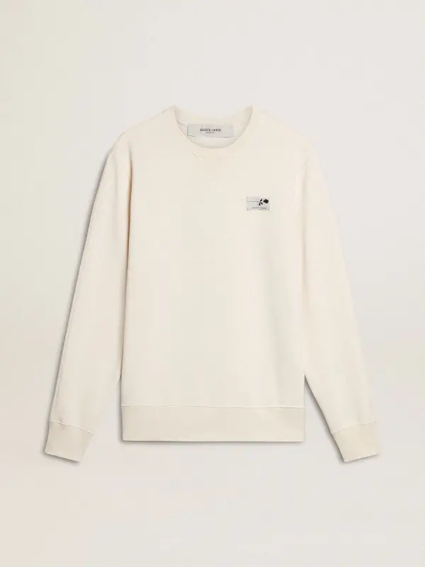 Men’s white cotton sweatshirt with print on the back online