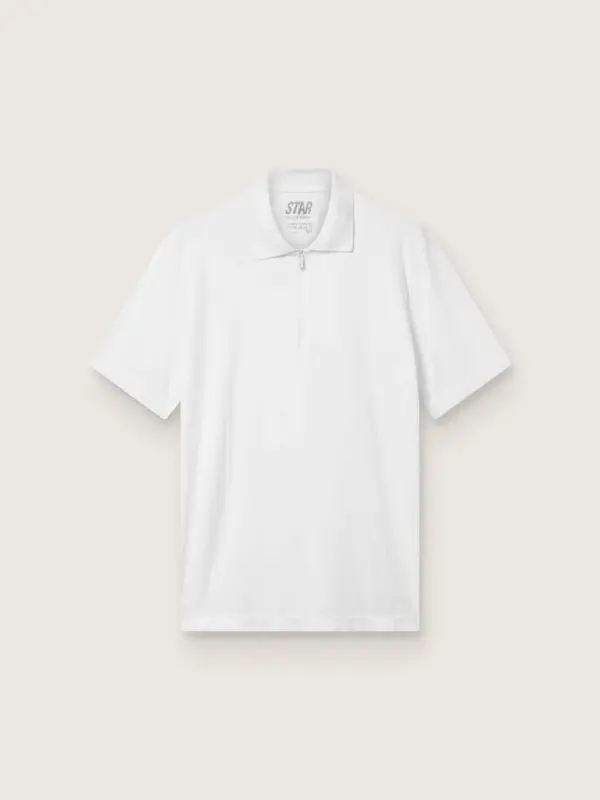 Men’s white sports zipped polo shirt online