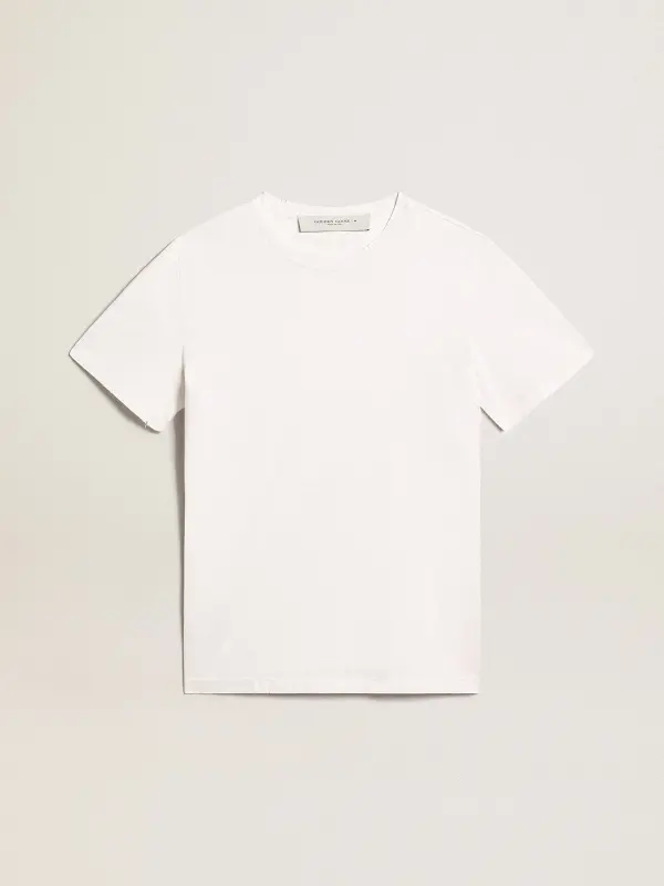 Men’s white T-shirt with distressed treatment online