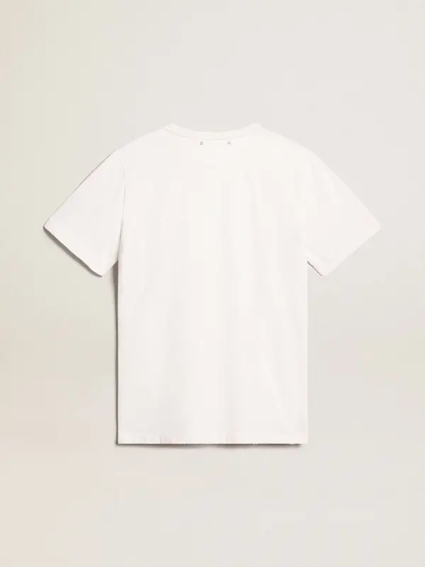 Men’s white T-shirt with distressed treatment online