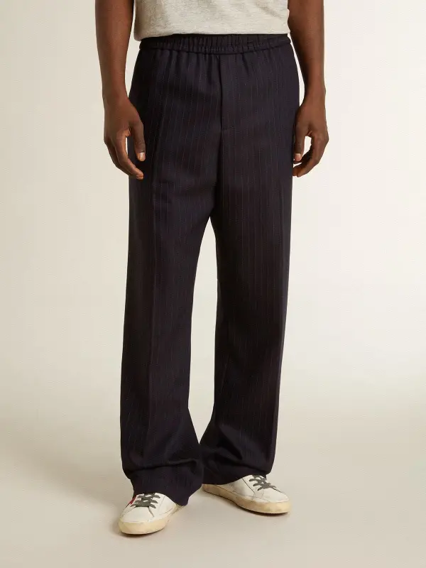 Men’s wool joggers with vertical thin stripes online