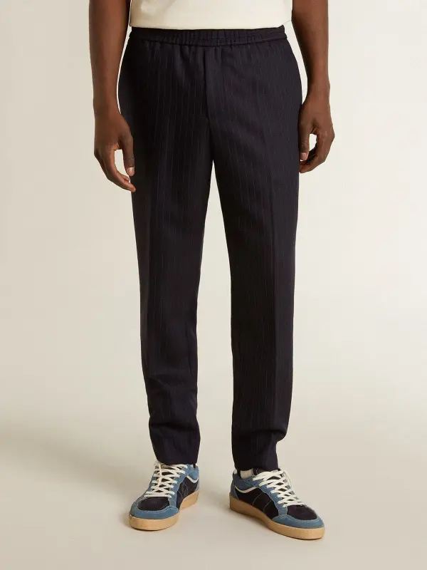 Men’s wool pants with vertical thin stripes online