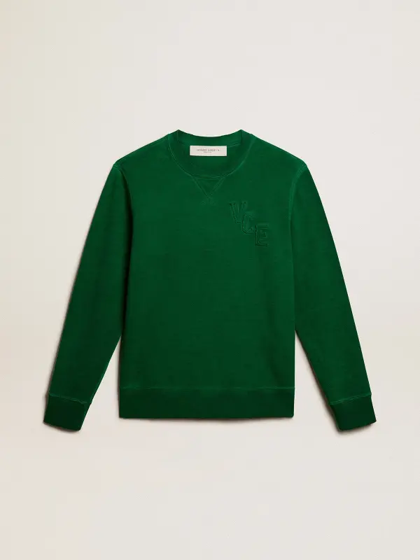 Round-neck sweatshirt in green cotton fleece online