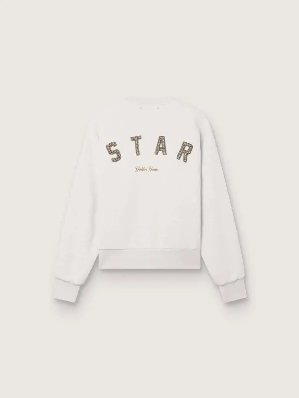 Star unisex sweatshirt in gray cotton with embroidery and crystals online
