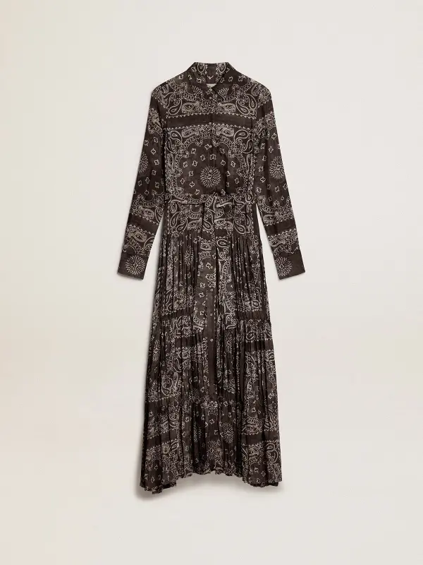 Anthracite-gray shirt dress with paisley print online