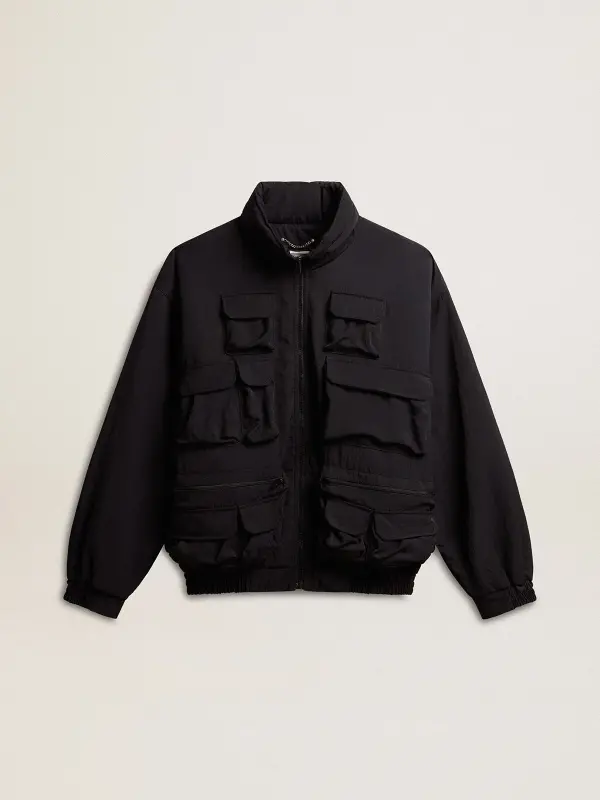 Black multi-pocket windcheater online
