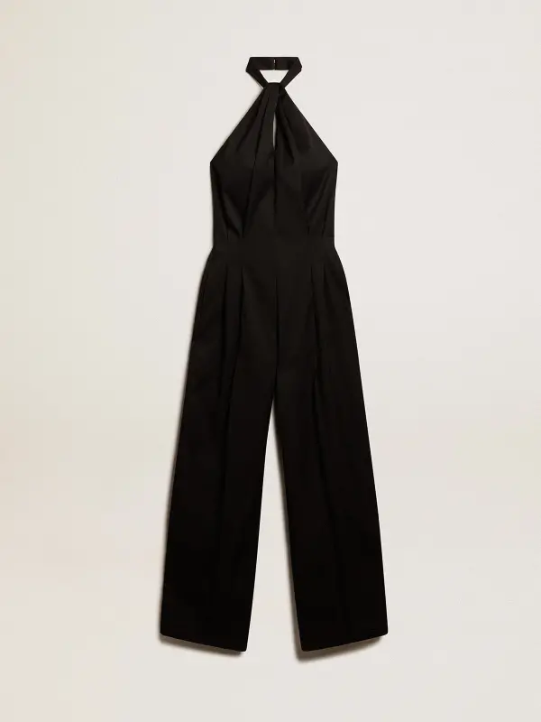 Black wool gabardine jumpsuit online