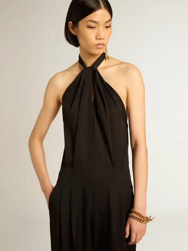 Black wool gabardine jumpsuit online