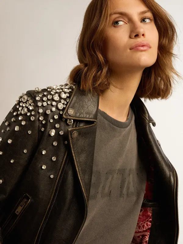 Distressed slim-fit T-shirt in anthracite gray online