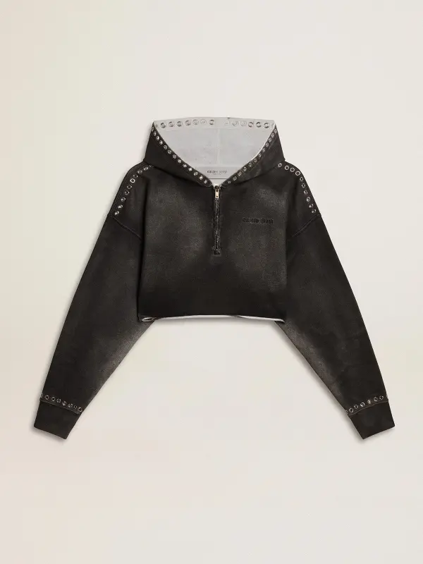 Gray cropped sweatshirt with a lived-in effect online