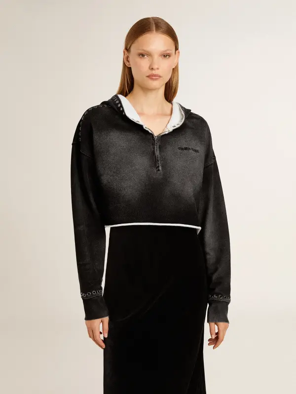 Gray cropped sweatshirt with a lived-in effect online