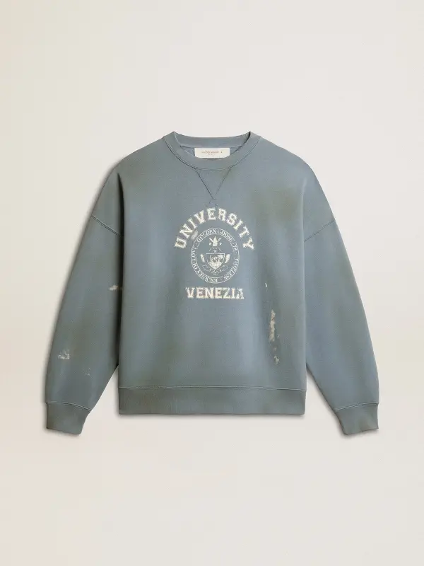 Oversized sweatshirt in baby blue with distressed finish online