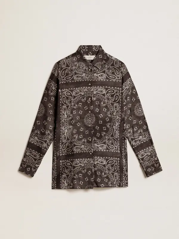 Pajama shirt in anthracite gray with paisley print online