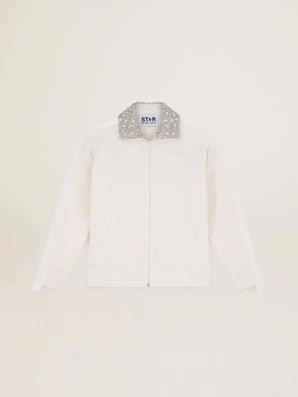 Papyrus white Denise Star Collection zipped sweatshirt with crystal collar online