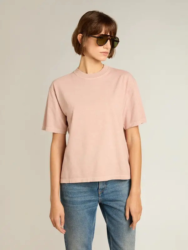 Powder-pink T-shirt with reverse logo on the back – Jersey Capsule online
