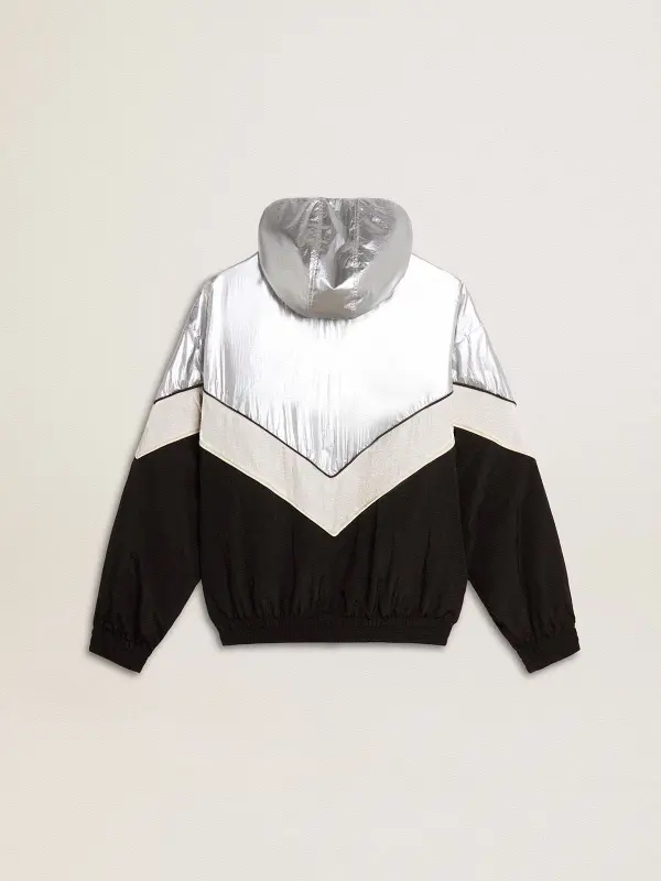Silver, white and black zippered windproof jacket online