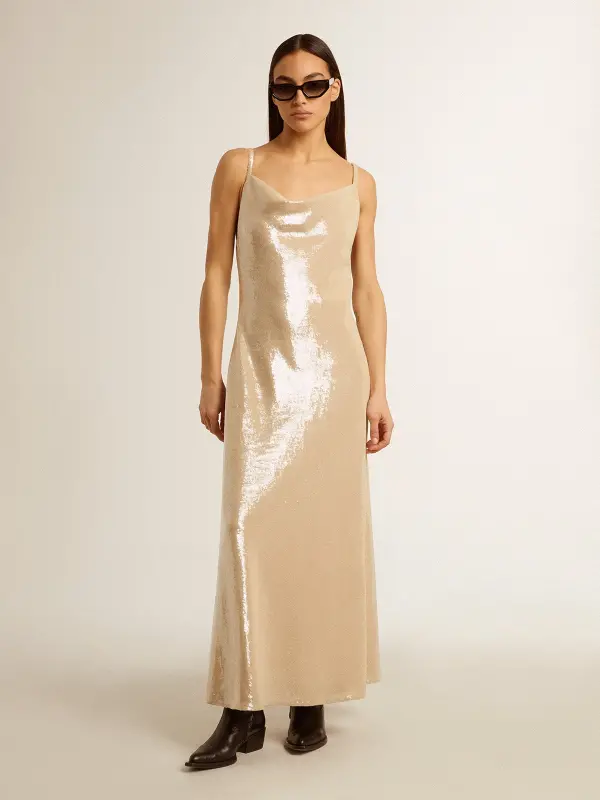 Sleep dress in parchment-colored sequins online