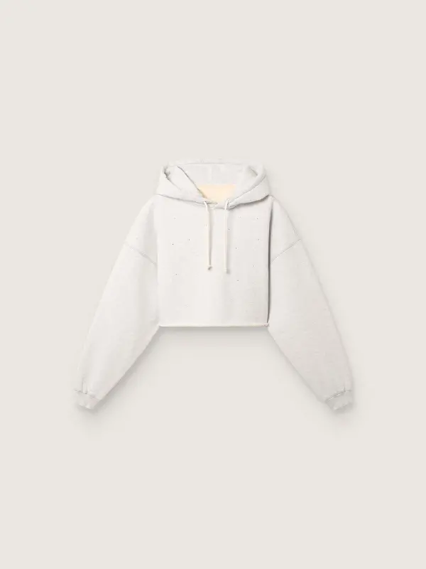 Star women’s cropped hooded sweatshirt in gray melange cotton online