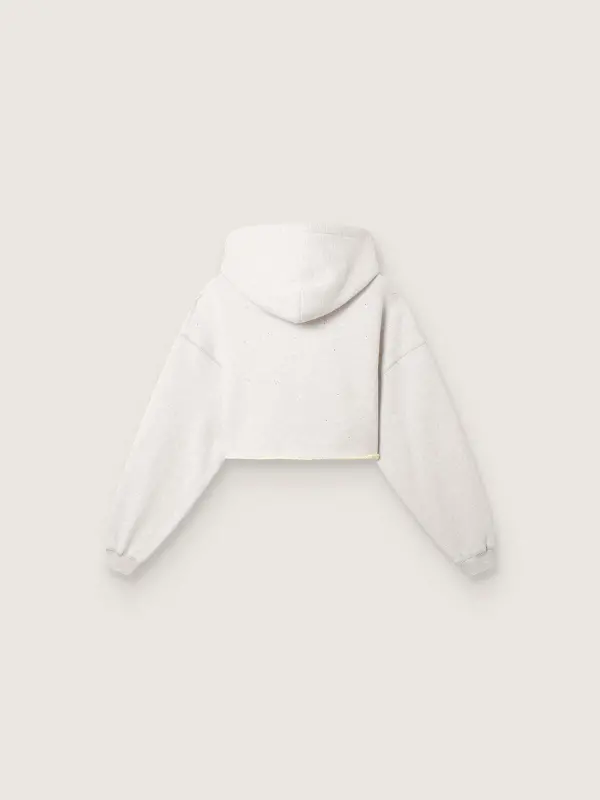Star women’s cropped hooded sweatshirt in gray melange cotton online