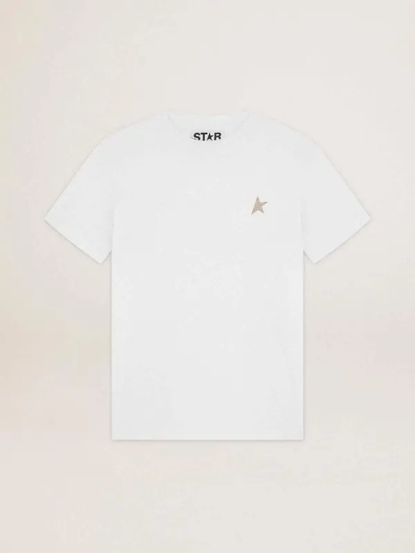 White Star Collection T-shirt with star in gold glitter on the front online