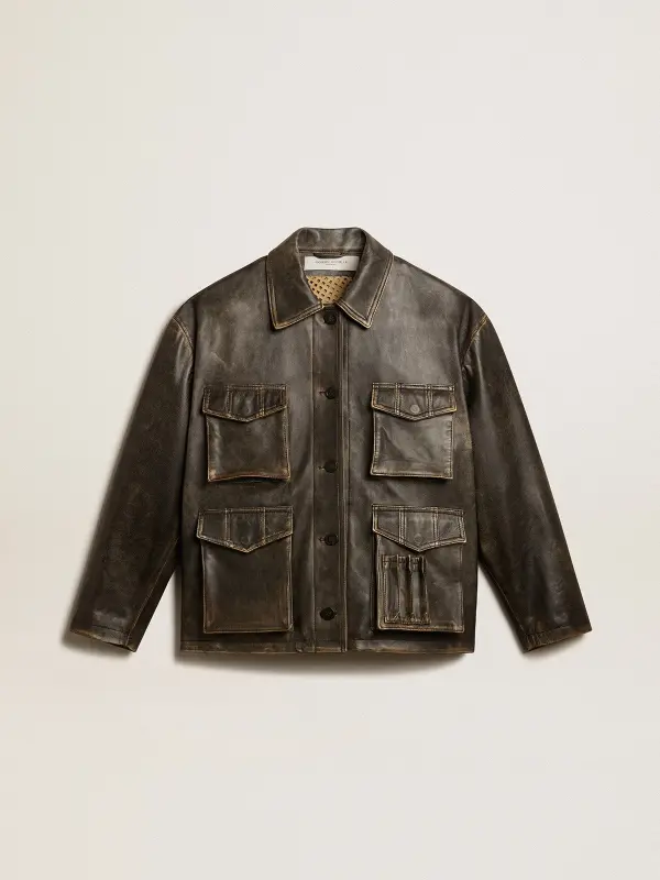 Women’s aged brown nappa leather jacket online