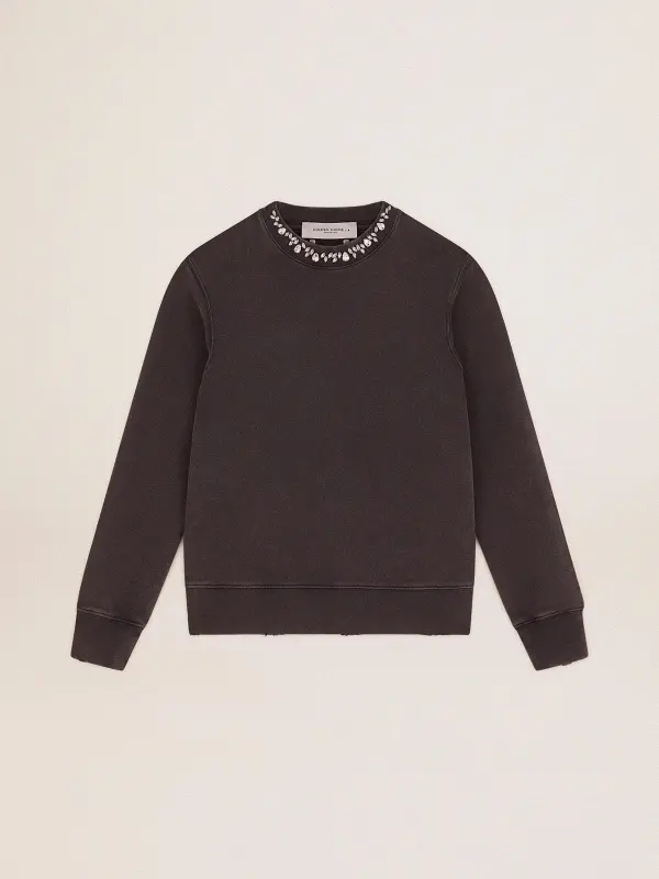 Women’s anthracite gray sweatshirt with crystals online